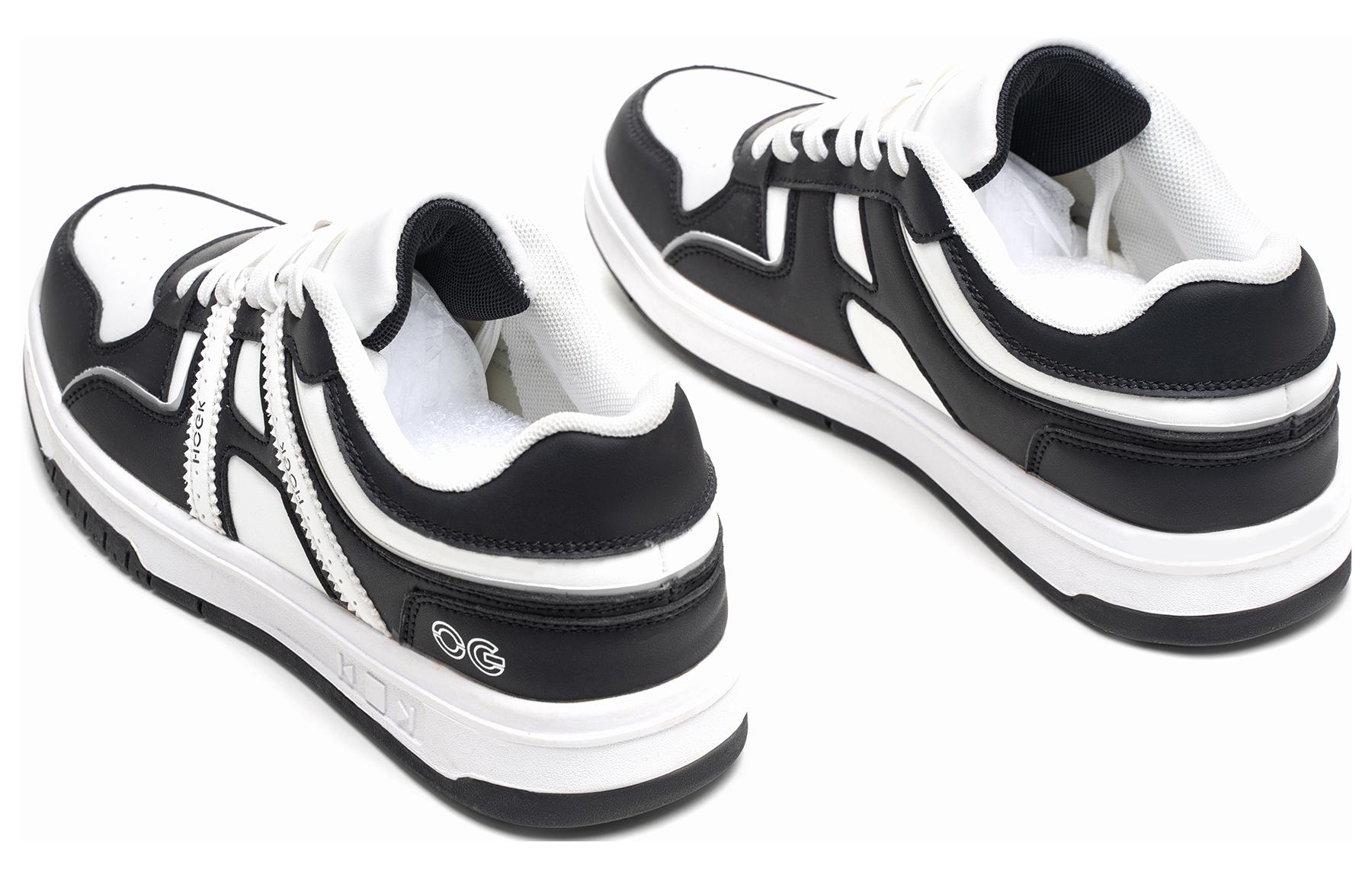 HOGK Microfiber Leather Coverage Non Slip And Waterproof Abrasion Resistant Low top Skateboard Shoes Unisex Black White