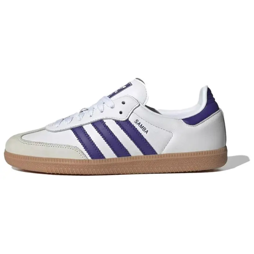 Adidas Samba OG Leather Low top Skateboard Shoes Women's White Blue