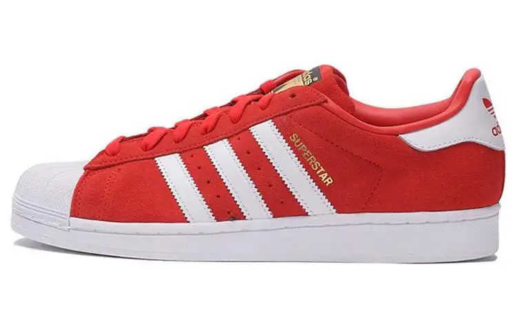 Adidas Originals Superstar Suede Shoes 'Crystal White Red'