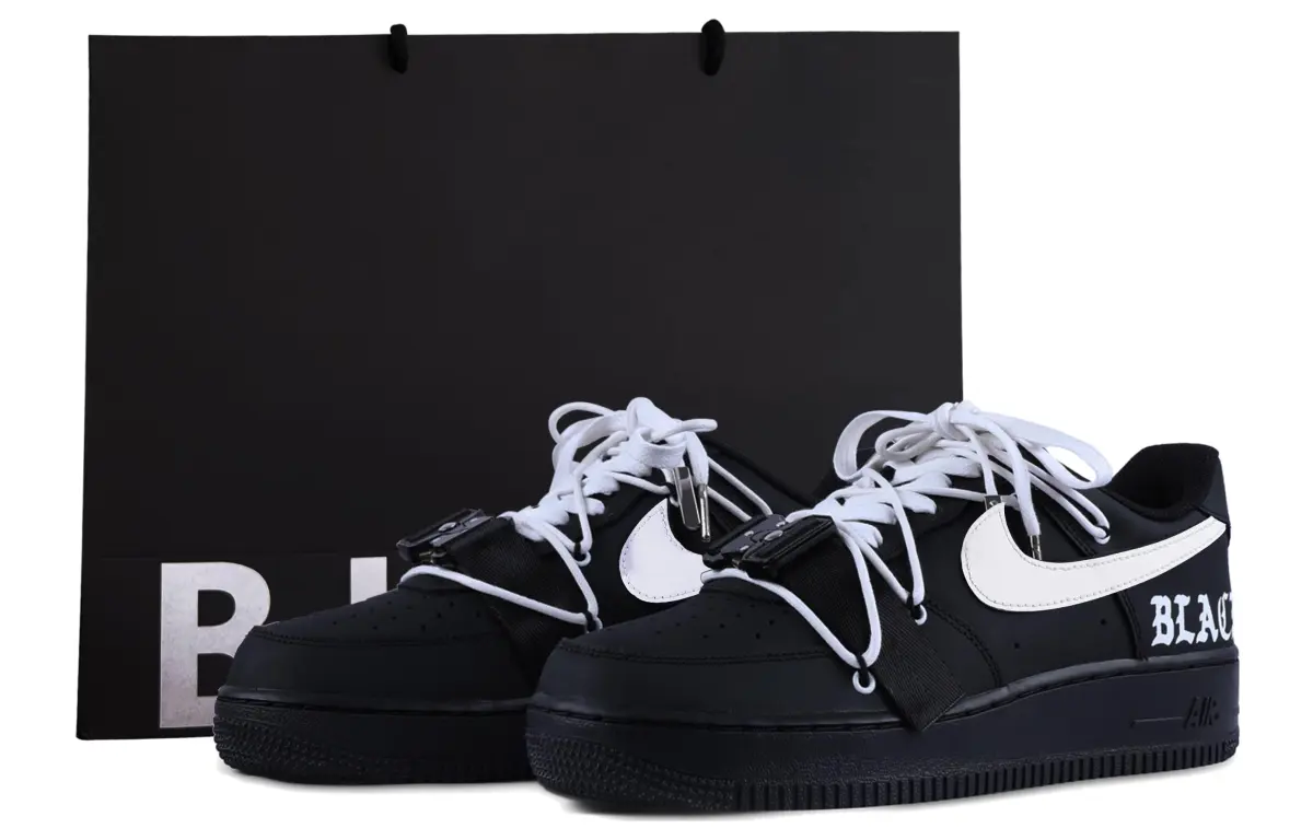 Nike Air Force 1 07 Air Force 1 Pu Abrasion Resistant Balance Low top Skateboard Shoes Women's Black White