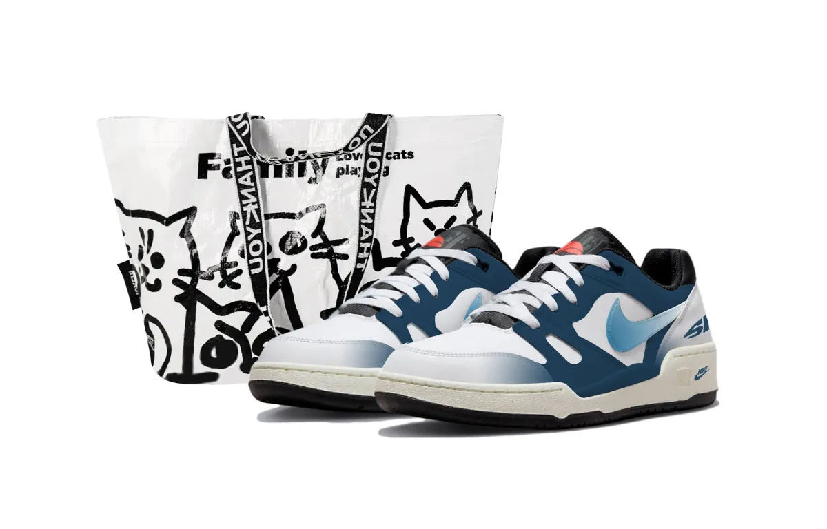 Nike Full Force Skateboard Shoes Unisex Low Top Blue White