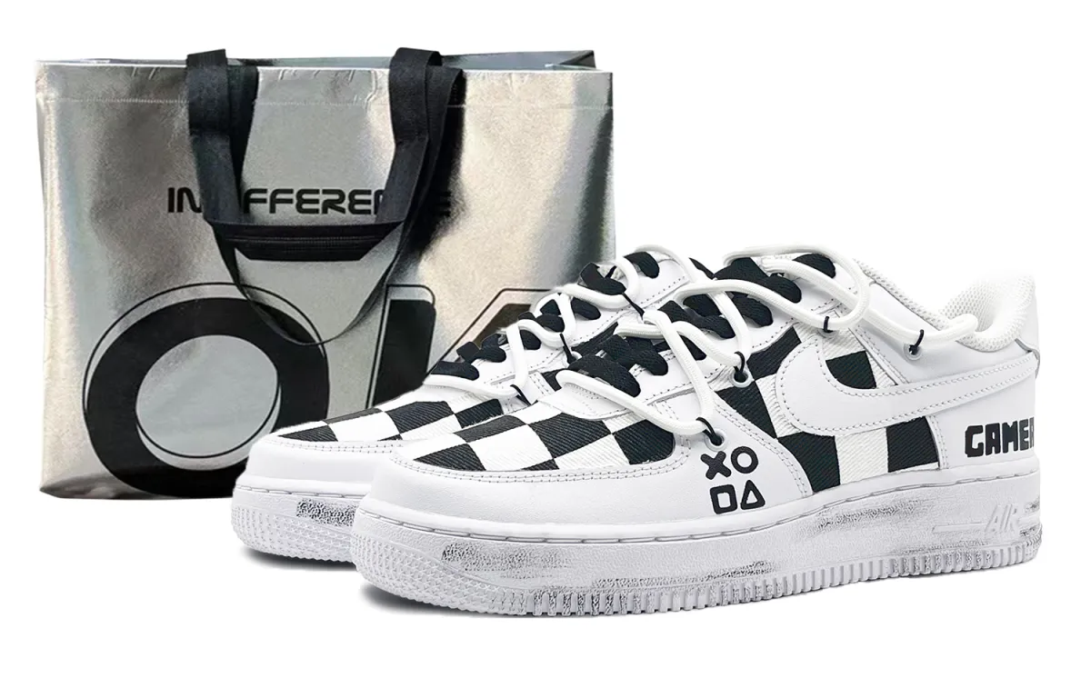 Nike Air Force 1 07 Coverage Slip Resistant And Abrasion Resistant Low top Skateboard Shoes Unisex Black White