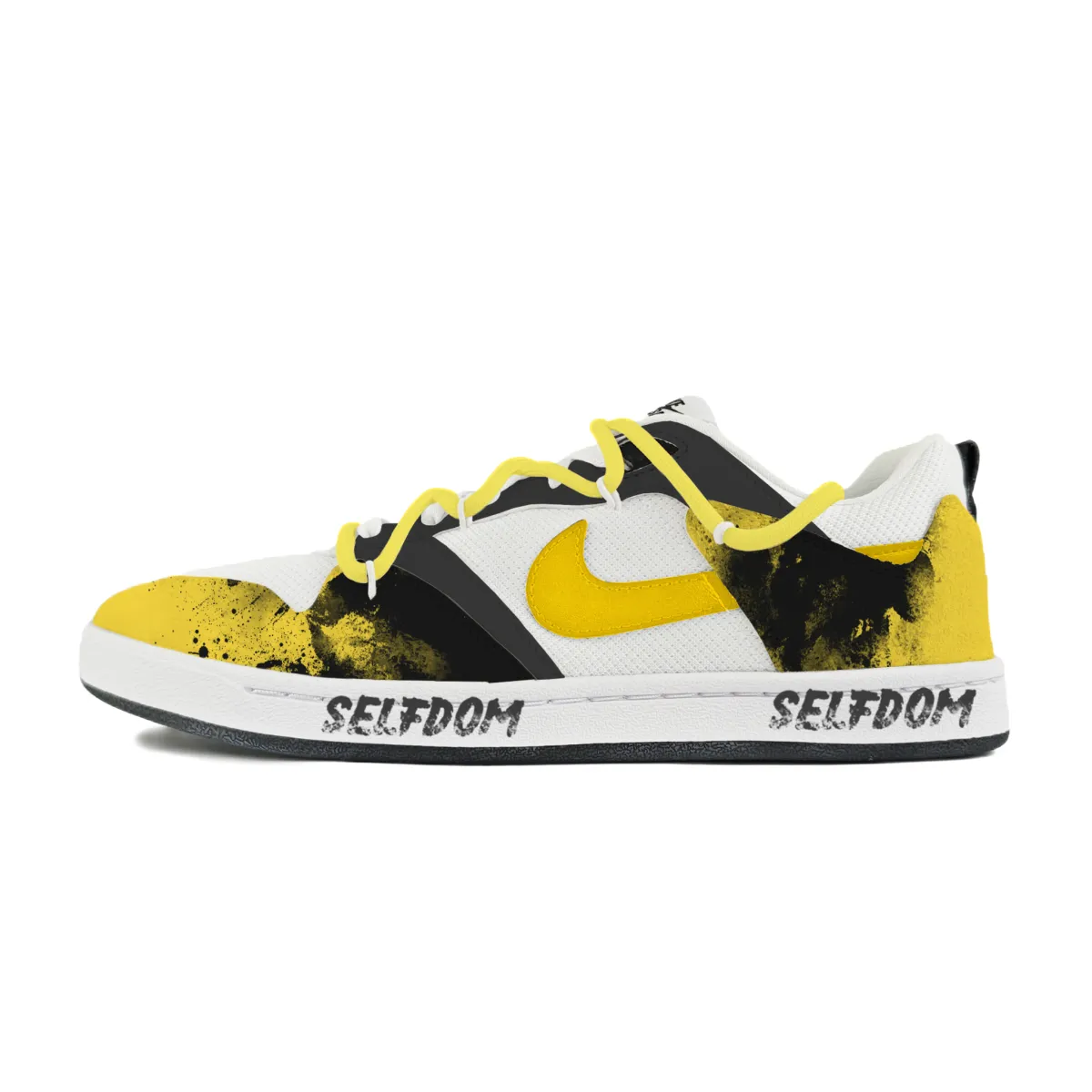 Nike SB Alleyoop Abrasion Resistant Low top Skateboard Shoes Men's White Black Yellow