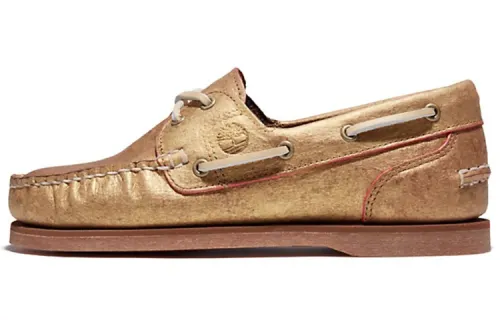 Timberland Leather Slip Resistant Abrasion Resistant Low top Skateboard Shoes Women's Gold