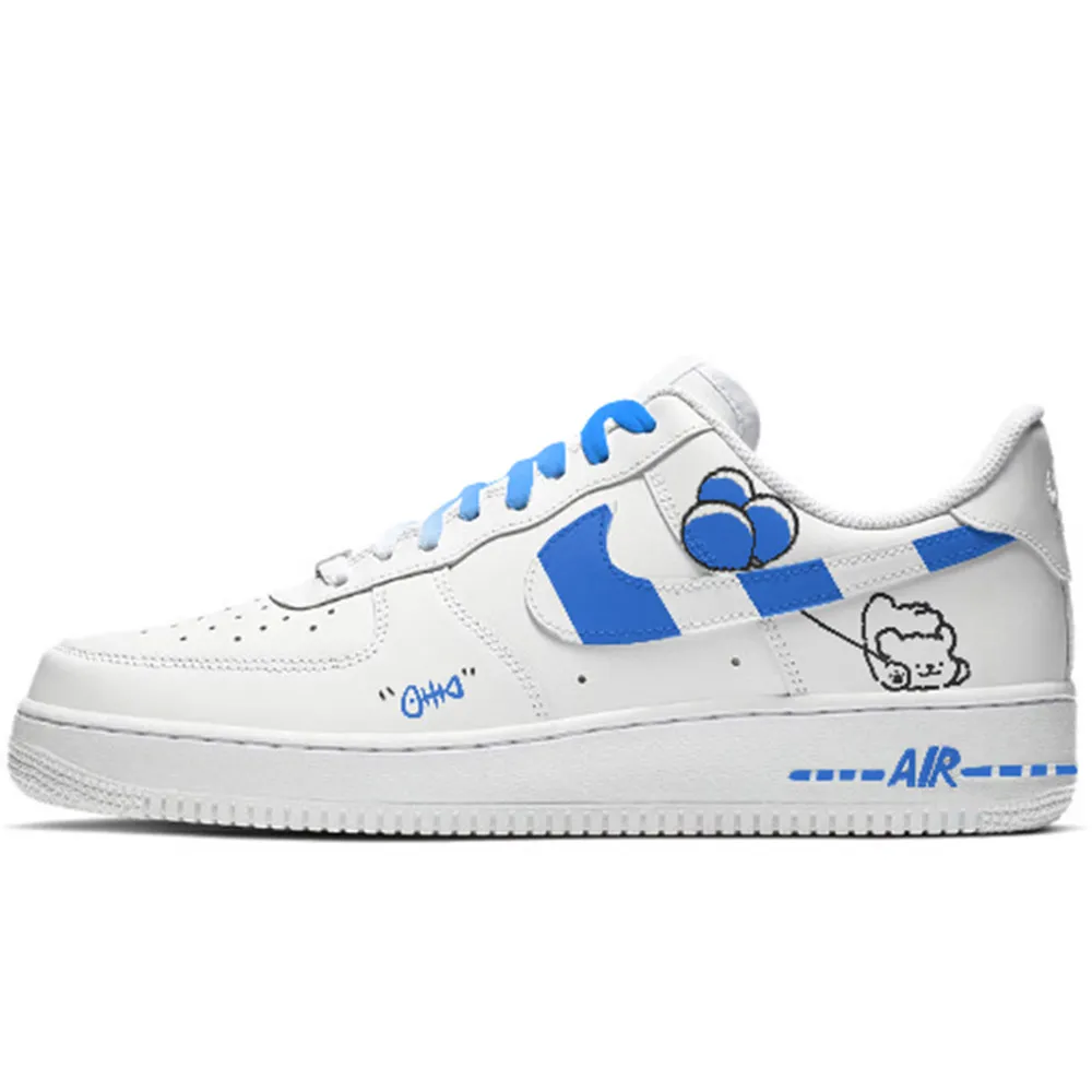 Nike Air Force 1 Abrasion Resistant Low top Skateboard Shoes Unisex Blue White