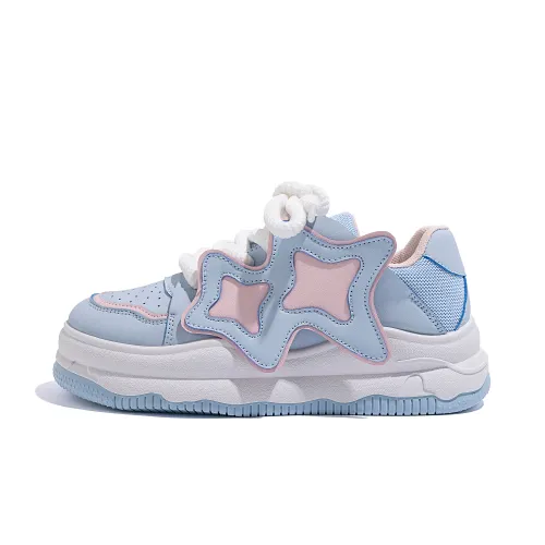 HUANQIU Slip Resistant Slip Resistant Low top Skateboard Shoes Women's Light Blue