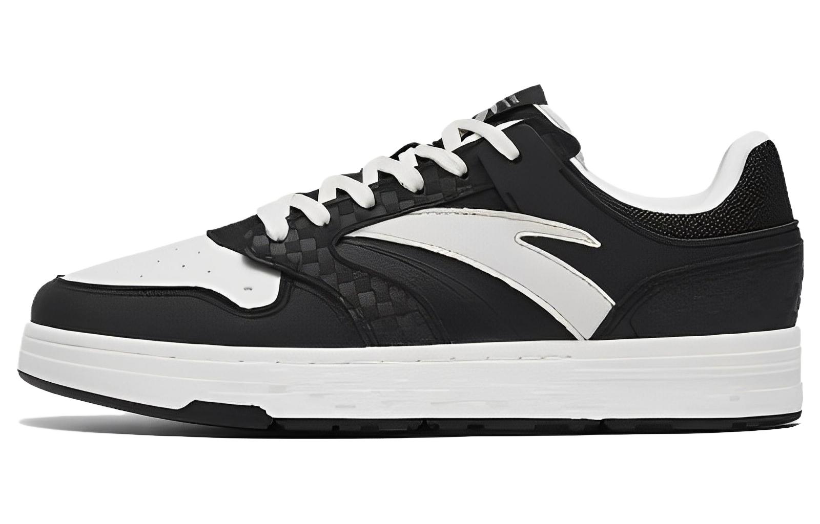 Anta Street Naughty Synthetic Leather Slip Resistant Abrasion Resistant Low top Skateboard Shoes Women's Black White