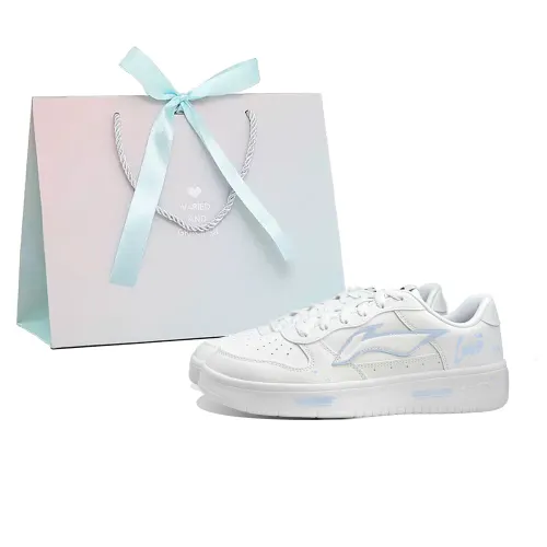 Li Ning Floating Boat Slip Resistant Abrasion Resistant Low top Skateboard Shoes Unisex White