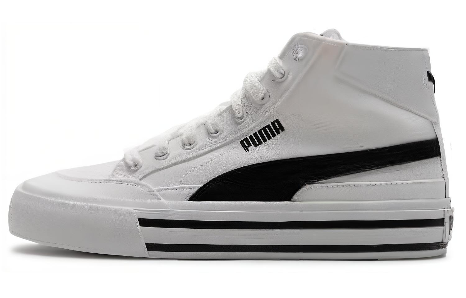 PUMA Court Classic Vulc Abrasion Resistant Breathable Low top Skateboard Shoes Unisex White Black