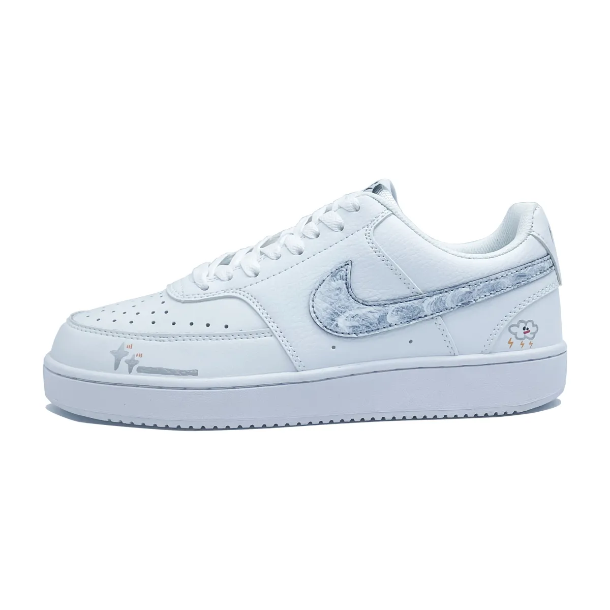 Nike Court Vision White Moonlight Leather Low top Skateboard Shoes Unisex White