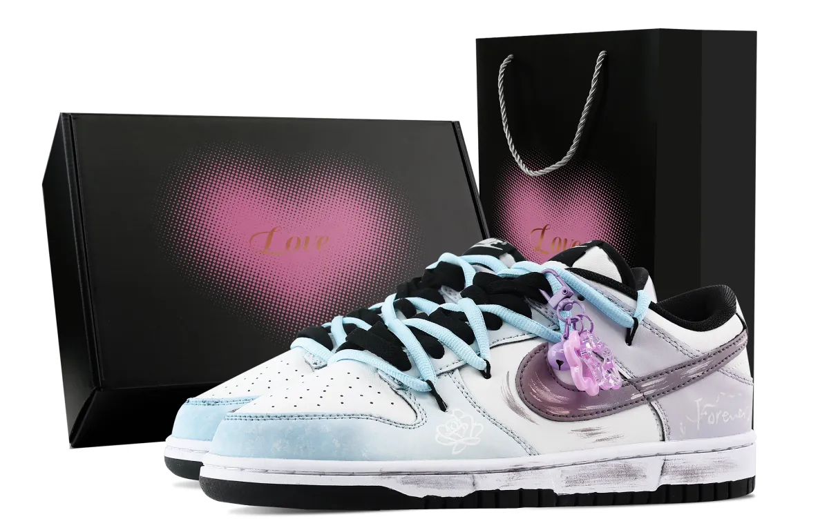 Nike Dunk Purple Shimmer, Heart Box Slip Resistant Abrasion Resistant Low top Skateboard Shoes Unisex