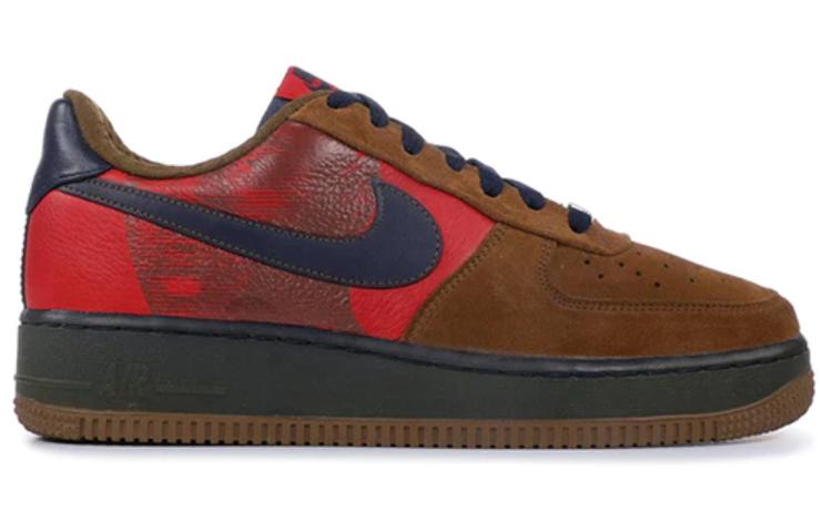 Женские кроссовки Nike Air Force 1 Premium (коричневый) — Коричневый / синий / красный — фото 2