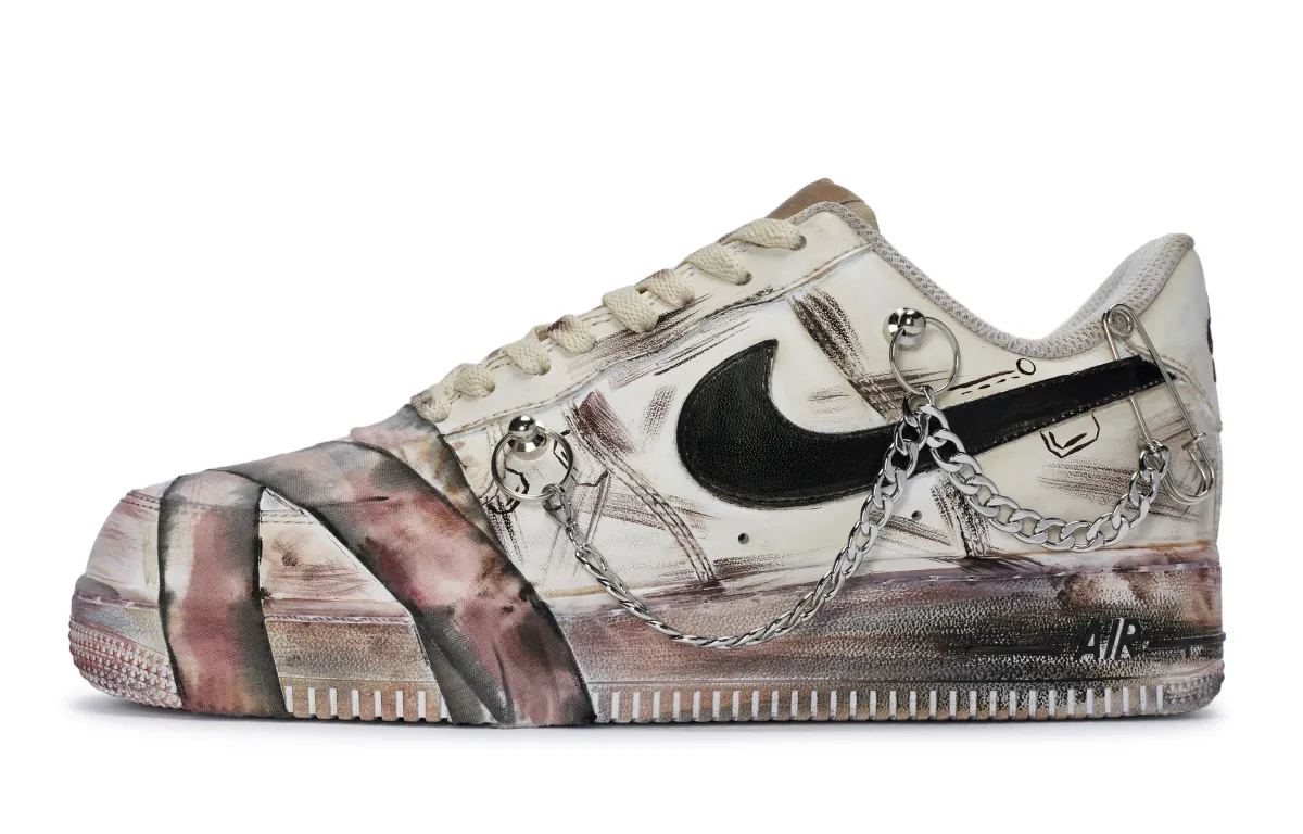 Nike Air Force 1 811 Production, Destroyed Medical Officer Low top Skateboard Shoes Women's Pink Beige