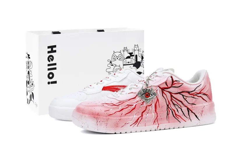 Anta Easy Slip Resistant Cushioning Slip Resistant Cushioning Low top Skateboard Shoes Unisex White Red