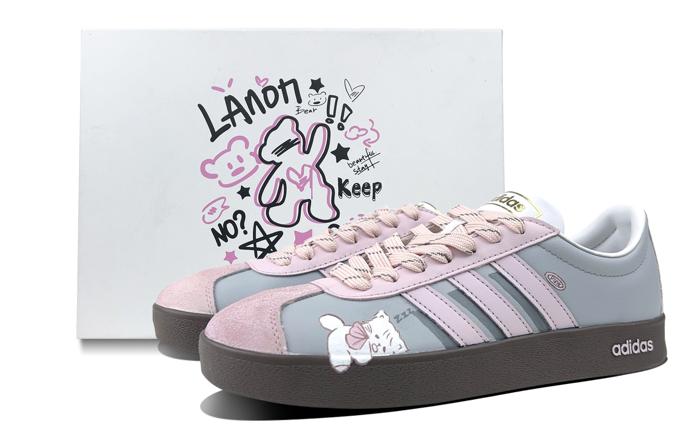 Adidas Vl Court Classic Leather Abrasion Resistant Low top Skateboard Shoes Women's Light Gray