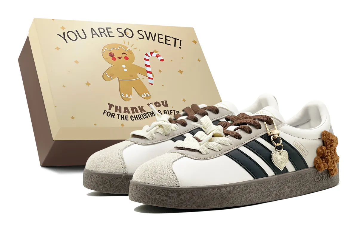 Adidas Vl Court Impact Resistance Impact Resistance Low top Skateboard Shoes Unisex Black White Brown