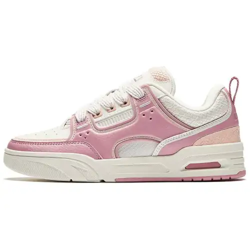 Anta Abrasion Resistant Lightweight Height Increasing Low top Skateboard Shoes Women's White Pink