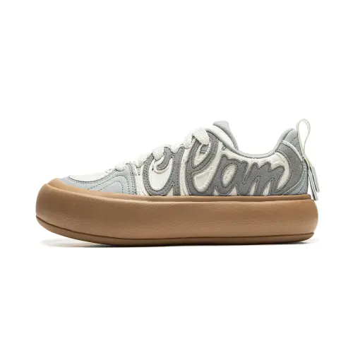 Li Ning Cream Puff Platform Abrasion Resistant Slip Resistant Low top Skateboard Shoes Women's Gray Beige