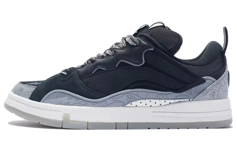 Li Ning Wave Skateboard Shoes Women's Low Top Black/Snow Gray