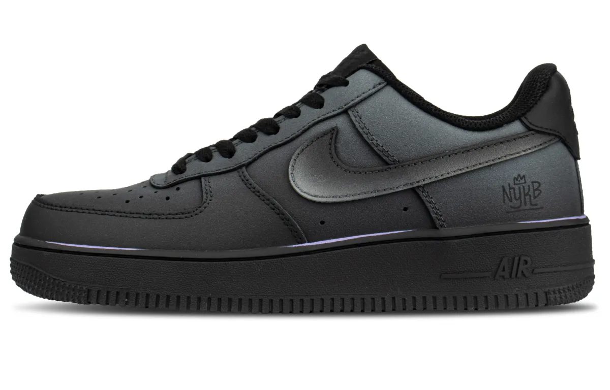 Nike Air Force 1 Leather Coverage Cushioning Low top Skateboard Shoes Unisex Black Purple