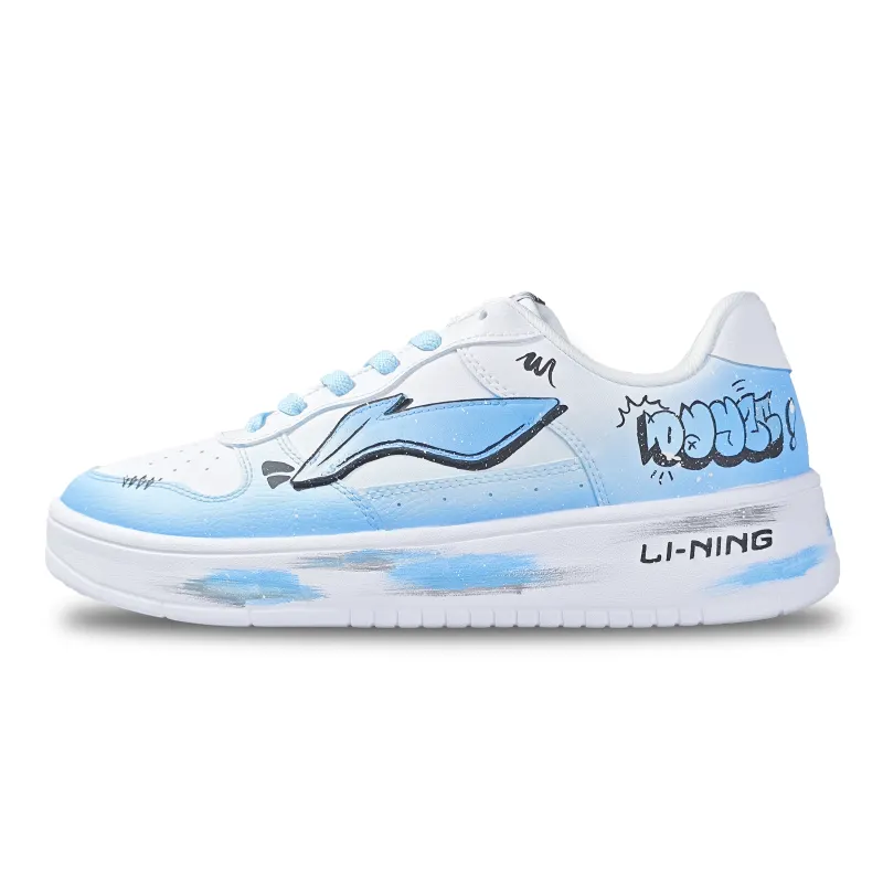 Li Ning Floating Boat Slip Resistant Abrasion Resistant Low top Skateboard Shoes Men's White Blue