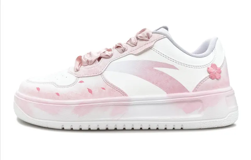 Anta Cherry Blossom And Snow Love Song Synthetic Leather Slip Resistant Cushioning Abrasion Resistant