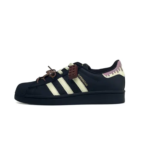 Adidas Originals SUPERSTAR Black Tone Melody Abrasion Resistant Breathable Low top Skateboard Shoes Unisex Black Yellow