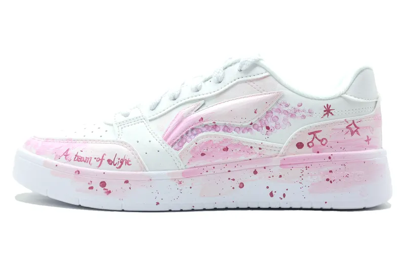 Li Ning Sycee Slip Resistant, Abrasion Resistant, Height Increasing Low top Skateboard Shoes Men's Pink Blue Mismatched