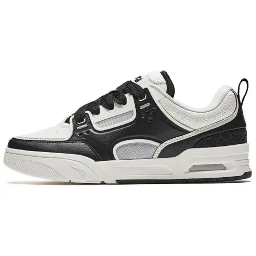 Anta Slip Resistant Abrasion Resistant Low top Skateboard Shoes Men's Black White Gray
