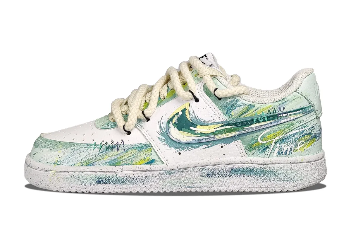Nike Time Space Painted Slip Resistant, Abrasion Resistant, Breathable Low top Skateboard Shoes Unisex Green