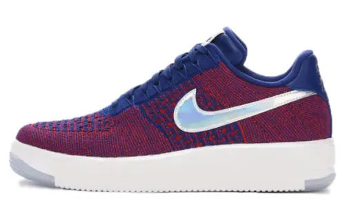 Nike Air Force 1 Flyknit USA Slip Resistant Lightweight Non slip Lightweight Low top Skateboard Shoes Men's Red Blue