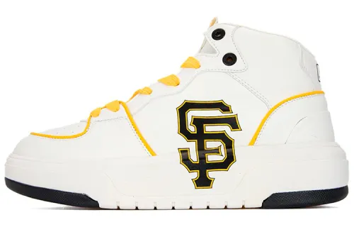 MLB Chunky Liner High Pu Slip Resistant Cushioning Abrasion Resistant Mid top Skateboard Shoes Unisex White Yellow