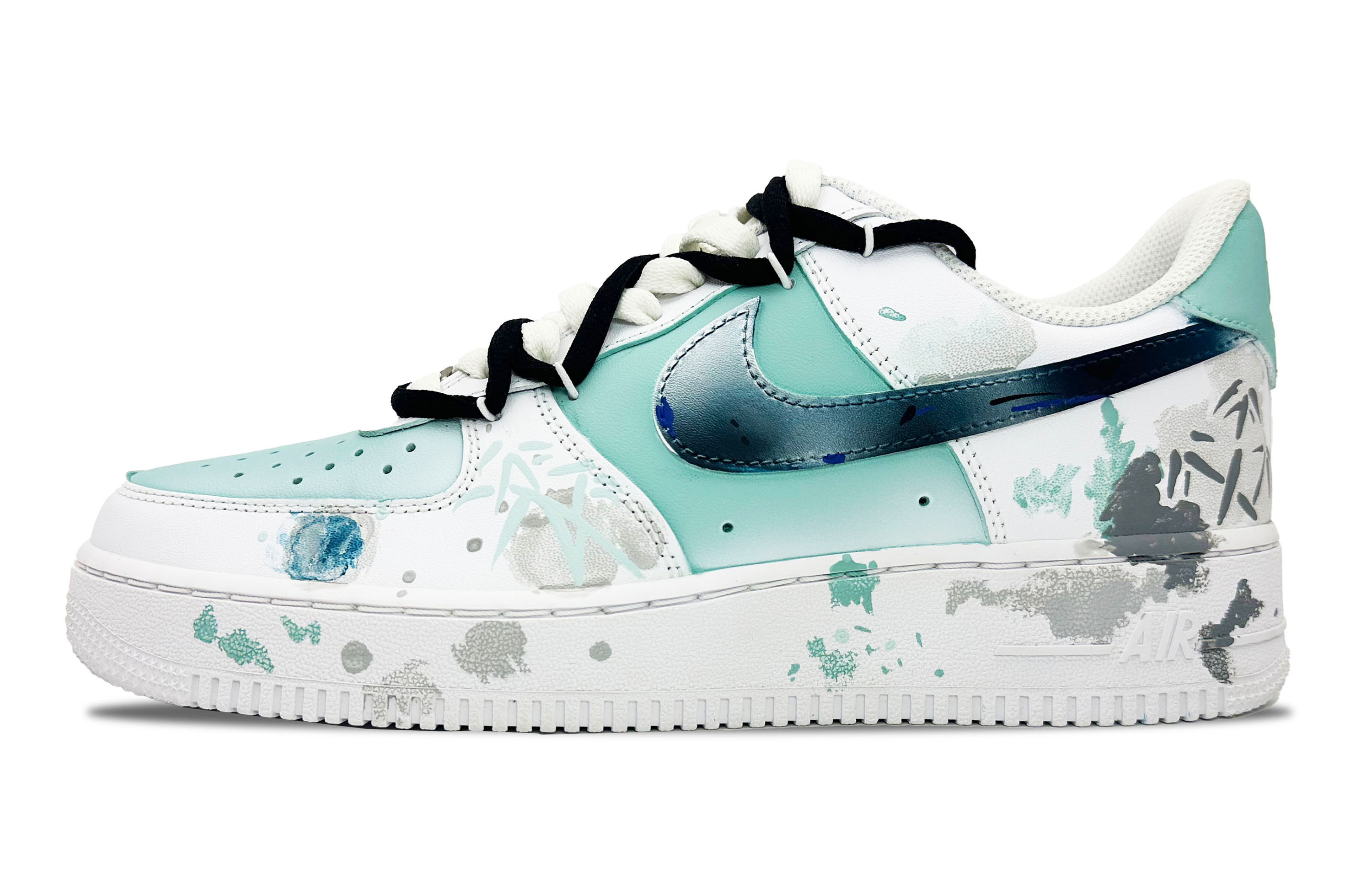 Nike Air Force 1 Coverage Thermal Coverage Low top Skateboard Shoes Men's White Cyan