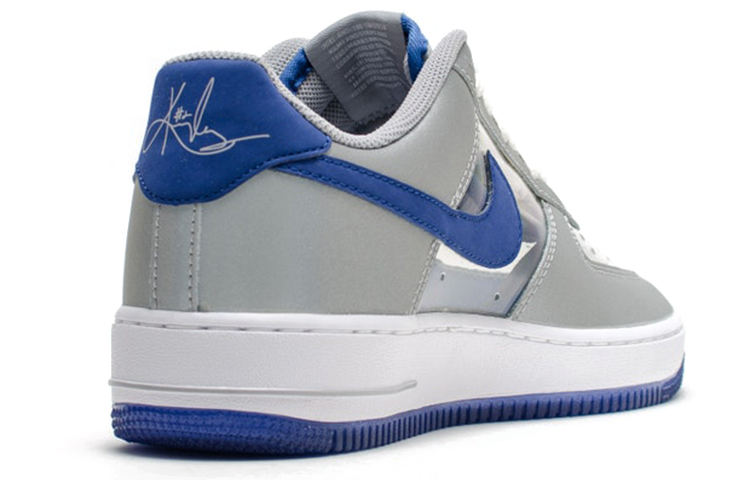 Мужские кроссовки Nike Air Force 1 (серый / белый / синий) — фото 4