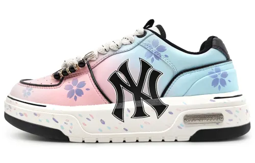 MLB Chunky Liner Pu Abrasion Resistant Height Increasing Low top Skateboard Shoes Unisex Gradient Blue Pink