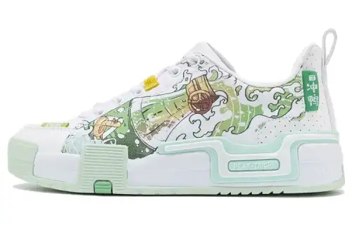 PEAK Taichi Leaping Slip Resistant Abrasion Resistant Low top Skateboard Shoes Women's White Green