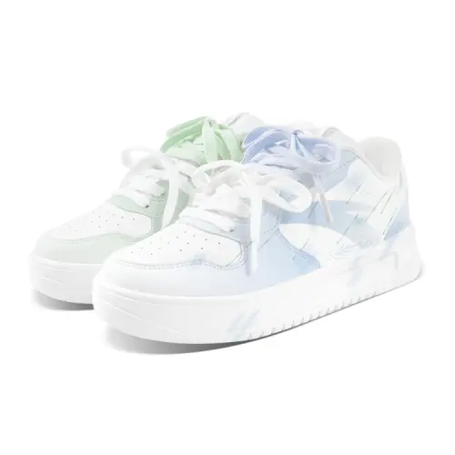 Anta Easy Slip Resistant Cushioning Slip Resistant Cushioning Low top Skateboard Shoes Unisex Blue Green Mismatched