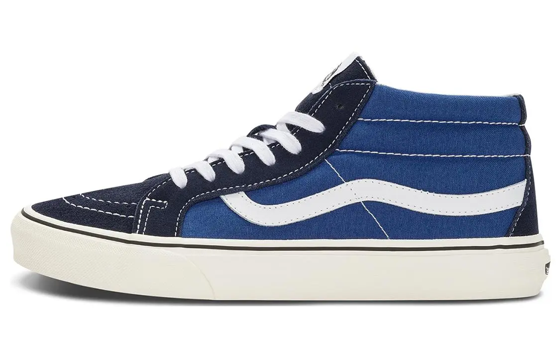 Vans SK8 MID REISSUE Canvas Abrasion Resistant Mid top Skateboard Shoes Unisex Denim Blue