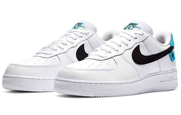 Мужские кроссовки Nike Air Force 1 07 (бело-сине-черные) — фото 3