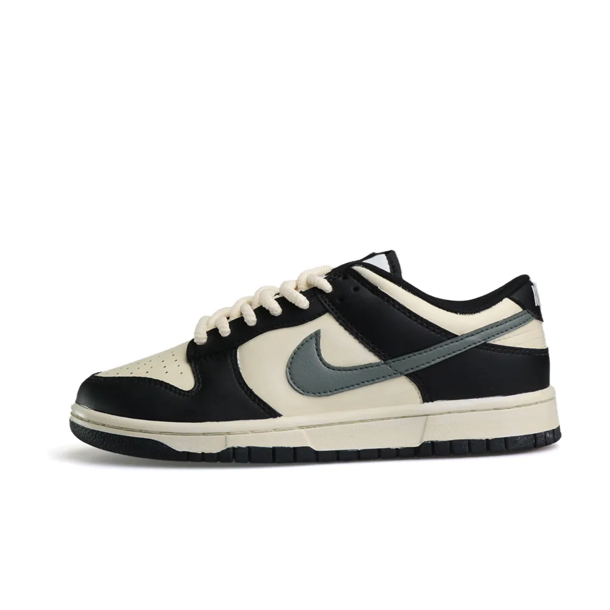 Nike Dunk Vintage Distressed, Panda, Outdoor Versatile Abrasion Resistant Low top Skate Shoes Unisex Beige White Black