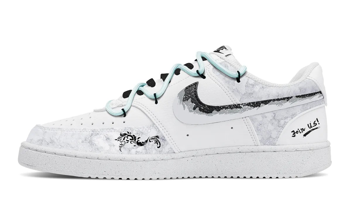 Nike Court Vision 1 Pattern Slip Resistant Low top Skateboard Shoes Men's White Gray