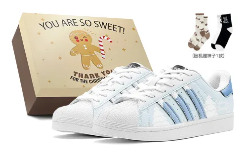 Adidas Originals Superstar Christmas Gift, Love Of Snowflake Low top Skateboard Shoes Unisex Blue White