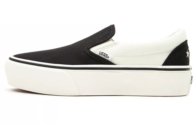 Vans Surf Supply Slip-on Platform Sf canvas, comfortable and versatile, shock-absorbing, wear-resistant, lightweight and breathable, low-top sneakers, same style for men and women, black and white