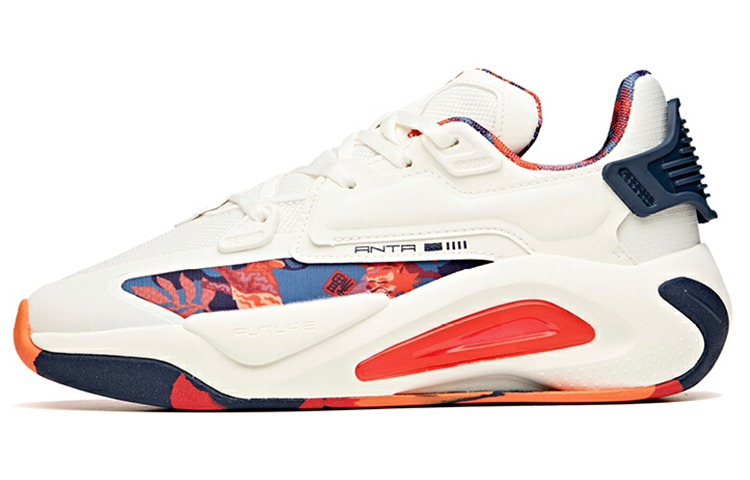 Anta Life Collection Coverage Slip Resistant And Abrasion Resistant Low top Skateboard Shoes Women's White Blue Red