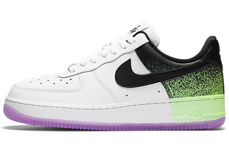 Женские кеды Nike Air Force 1 "Splatter" (бело-зелено-фиолетовые) — фото 1