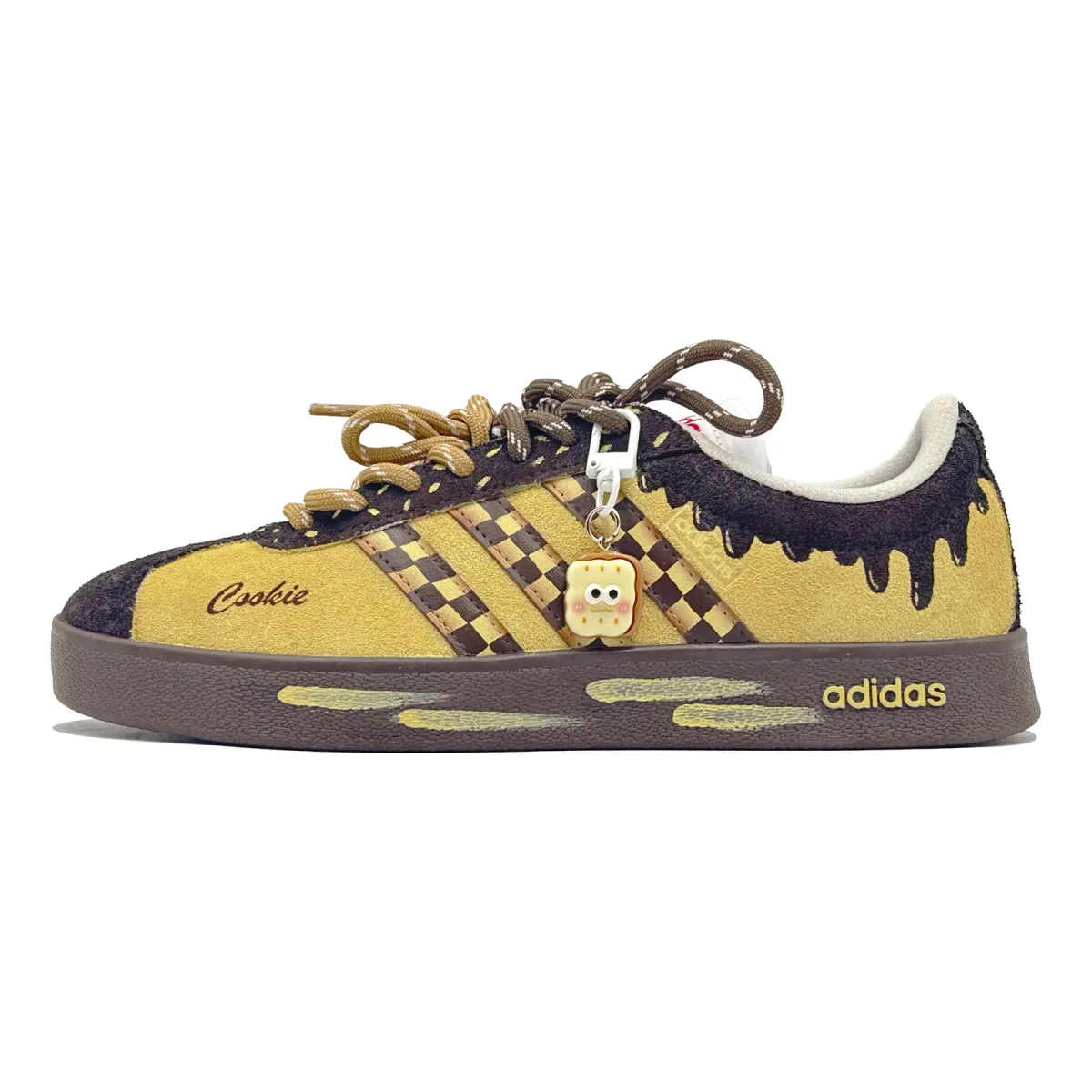 Adidas VL COURT 2.0 Cookie Leather Fashion Trend Cushioning Abrasion Resistant Low top Skateboard Shoes Unisex
