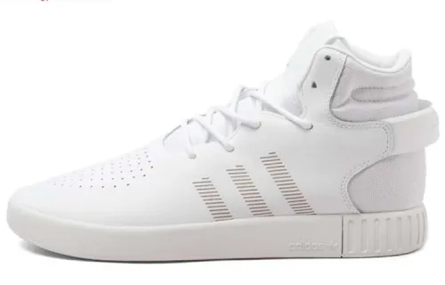 Adidas Originals Tubular Invader Casual Slip Resistant Abrasion Resistant High top Skateboard Shoes Men's White