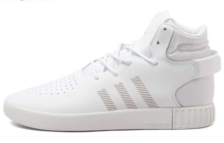 Adidas Originals Tubular Invader Casual Slip Resistant Abrasion Resistant High top Skateboard Shoes Men's White