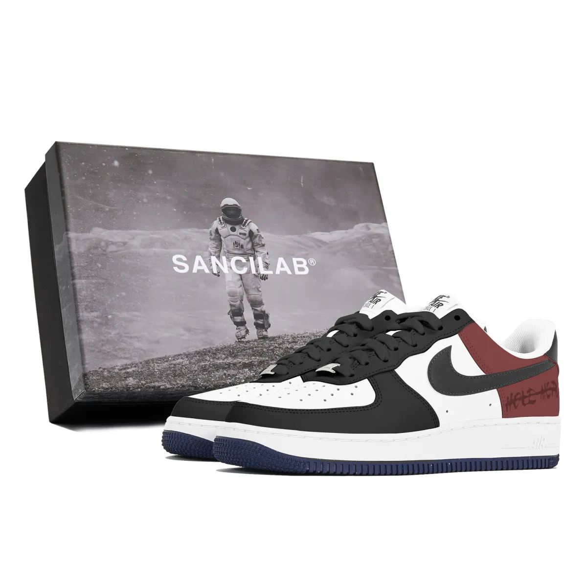 Nike Air Force 1 Slip Resistant Lightweight Non slip Lightweight Low top Skateboard Shoes Men's Black White