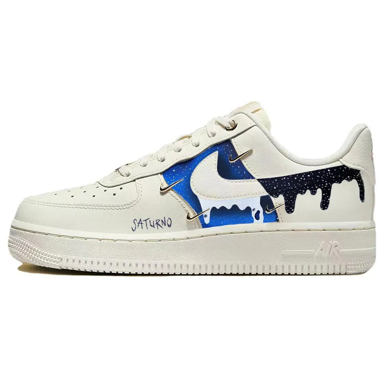 Nike Air Force 1 Slip Resistant Impact Resistance Quick Dry Low top Skateboard Shoes Women's White Blue